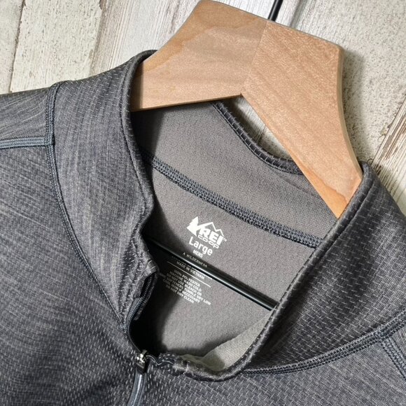 REI Co-Op Heathered Gray Quarter Half Zip Pullover Sweatshirt Mens Size Large - Picture 2 of 5